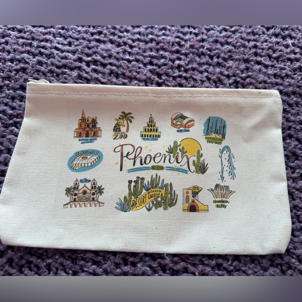 Phoenix mini  zippered canvas pouch 10 by 6 inches